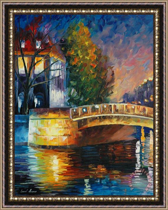 Leonid Afremov Sleepy Bridge Framed Painting