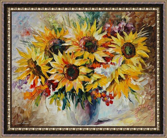 Leonid Afremov Sun Flowers Framed Painting