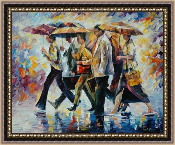 Leonid Afremov Today I Forgot My Umbrella Framed Painting