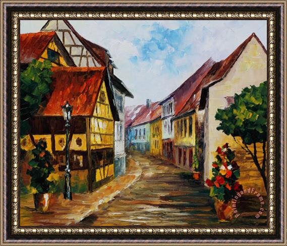Leonid Afremov Town in Germany Framed Painting
