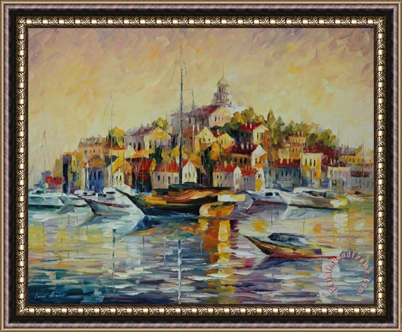 Leonid Afremov Town On The Hill Framed Painting