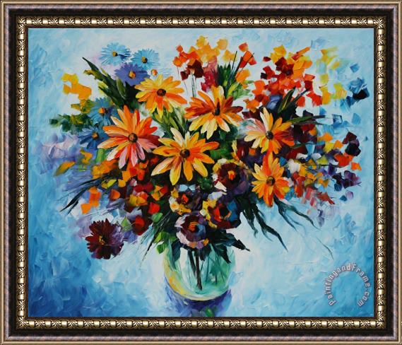 Leonid Afremov Wildflowers Arrangement Framed Painting