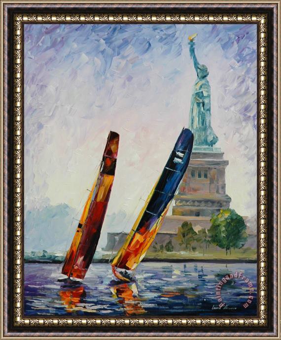 Leonid Afremov Wind Of New York Framed Painting