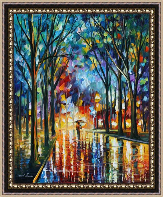 Leonid Afremov Winter Alley Framed Painting