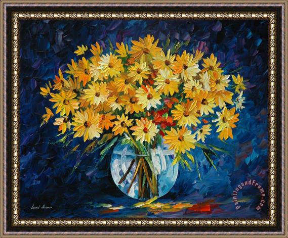 Leonid Afremov Yellow On Blue Framed Painting