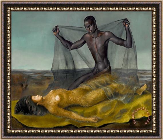 Leonor Fini Homme Noir Et Femme Singe Framed Painting