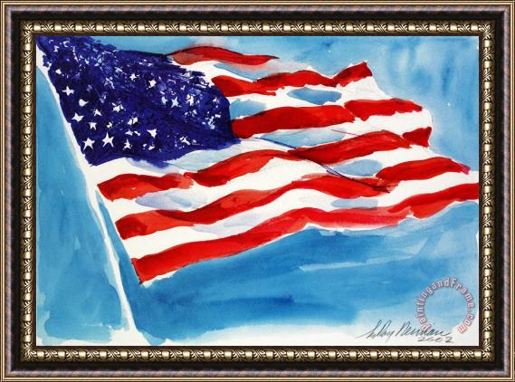 Leroy Neiman American Flag Framed Painting