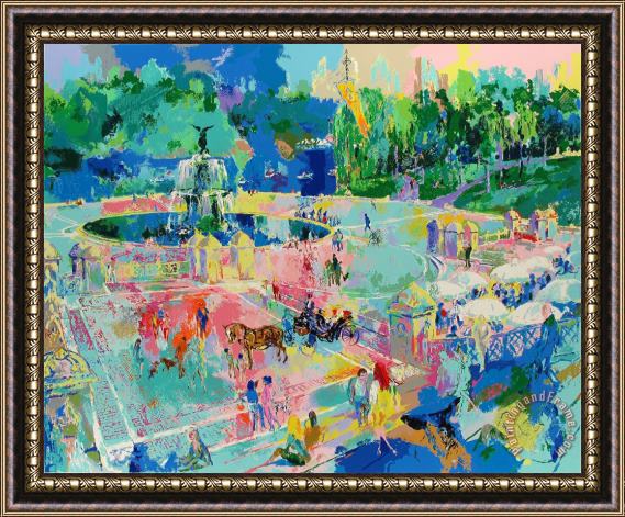 Leroy Neiman Bethesda Fountain Central Park Framed Painting