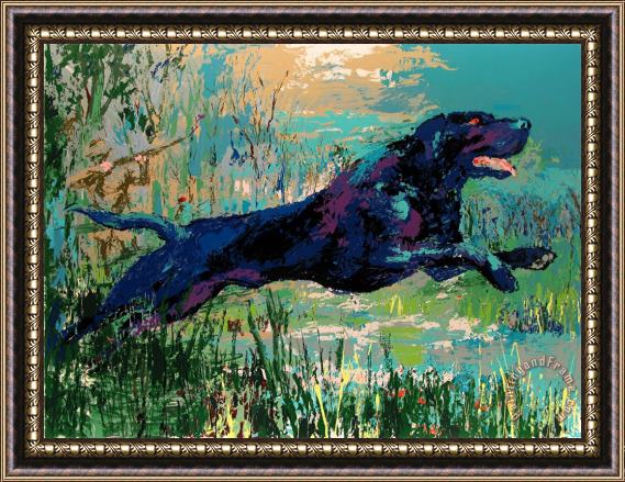Leroy Neiman Black Labrador Framed Painting