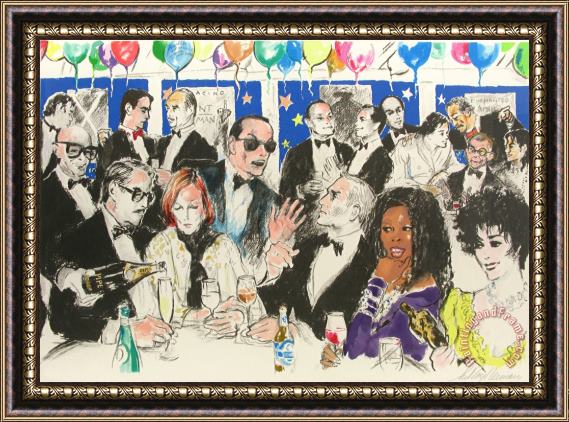 Leroy Neiman Celebrity Night at Spago Framed Painting