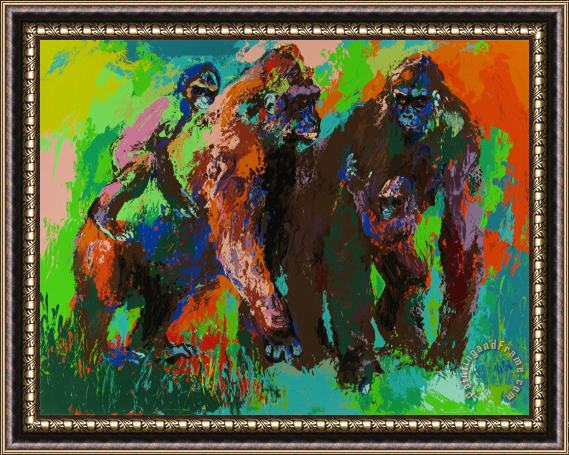 Leroy Neiman Gorilla Family Framed Painting