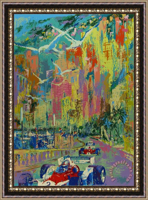 Leroy Neiman Grand Prix De Monaco Framed Painting