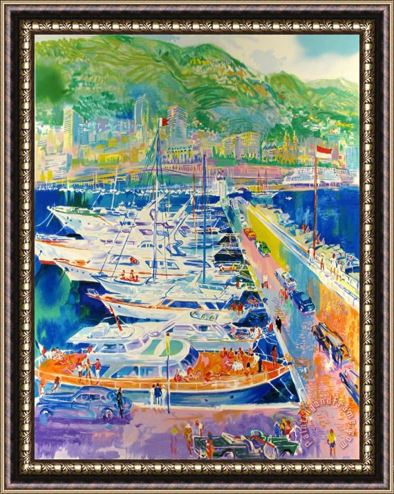 Leroy Neiman Harbor at Monaco Framed Print