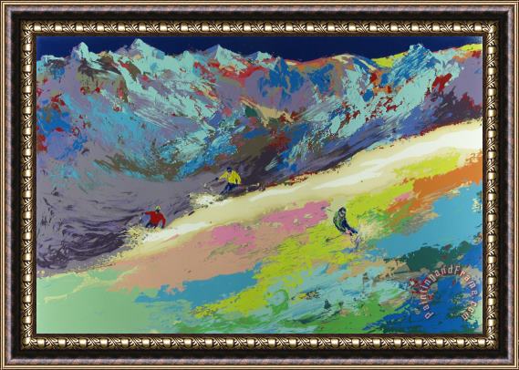 Leroy Neiman High Altitude Skiing Framed Painting