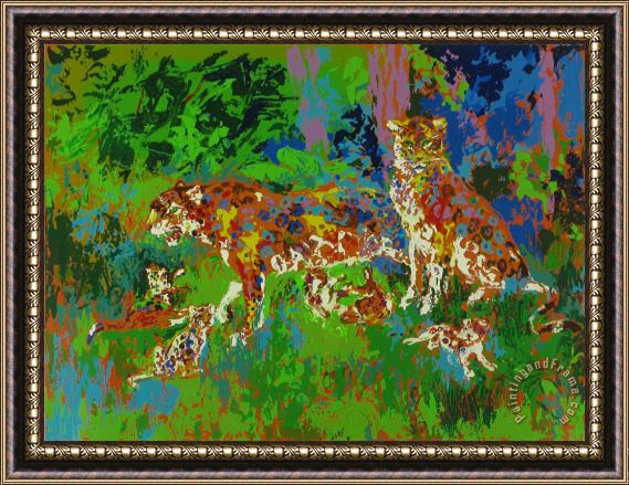 Leroy Neiman Jaguar Family Framed Painting