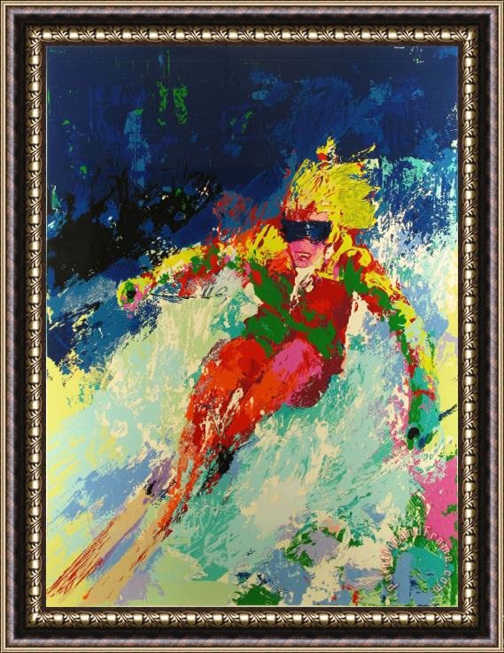 Leroy Neiman Lady Skier Framed Print
