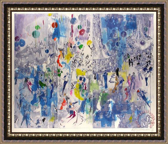 Leroy Neiman Midnight Blue Ball, (hand Colored) Framed Painting
