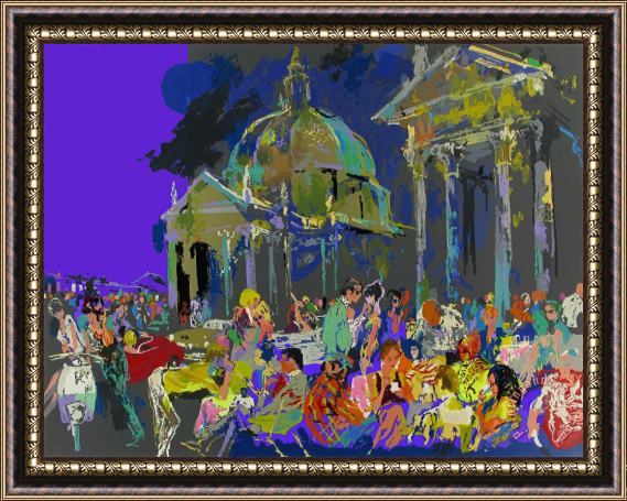 Leroy Neiman Piazza Del Popolo Rome Framed Painting