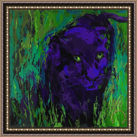 Leroy Neiman Portrait of The Black Panther Framed Painting