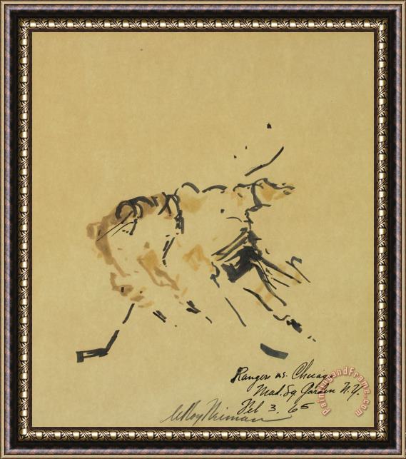 Leroy Neiman Rangers Vs Chicago Mad. Sq. Garden N.y. Feb 3 65' Framed Painting