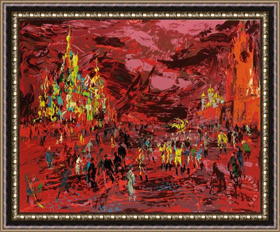 Leroy Neiman Red Square Framed Painting