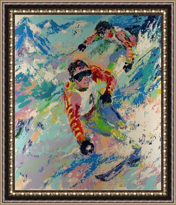 Leroy Neiman Skiing Twins Framed Painting