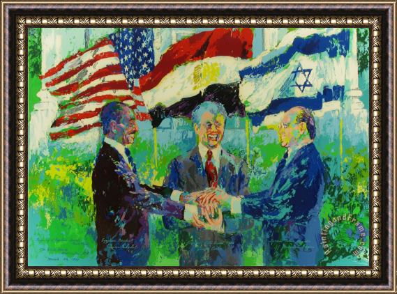 Leroy Neiman White House Signing of The Egyptian Israeli Peace Treaty Framed Painting