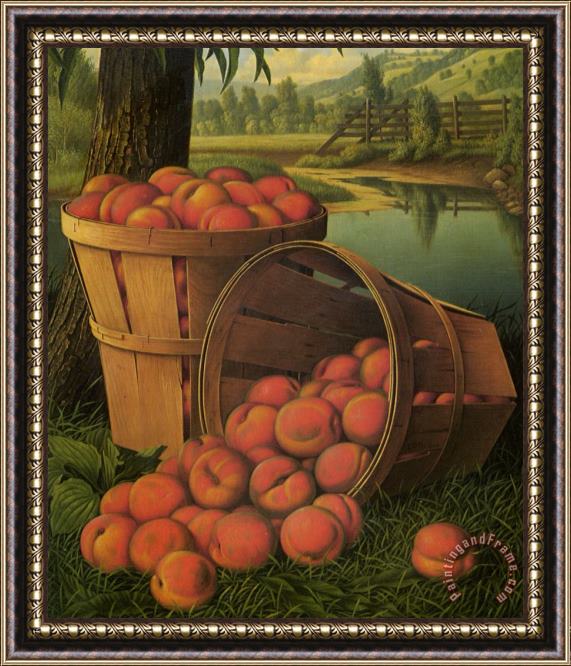 Levi Wells Prentice Bushels of Peaches Under a Tree Framed Print