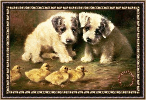 Lilian Cheviot Sealyham Puppies And Ducklings Framed Print