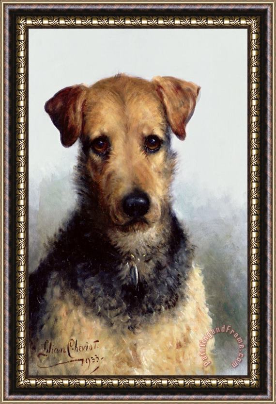 Lilian Cheviot Wire Fox Terrier Framed Painting