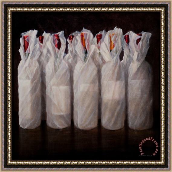 Lincoln Seligman Wrapped Wine Bottles Framed Painting