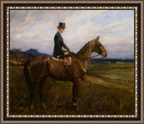 Lionel Walden Framed Paintings - Portrait of Evelyn Rolt on Horseback by Lionel Edwards