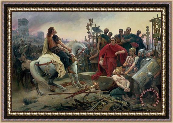 Lionel Noel Royer Vercingetorix throws down his arms at the feet of Julius Caesar Framed Painting