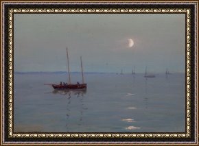 Lionel Walden Framed Paintings - Boat on Quiet Water by Lionel Walden