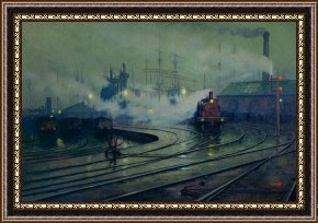 Lionel Walden Framed Paintings - Cardiff Docks by Lionel Walden