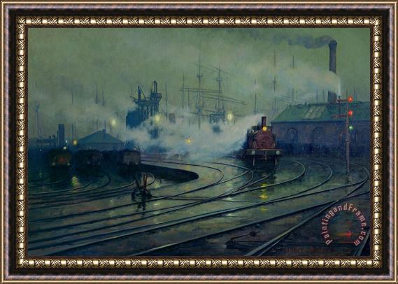 Lionel Walden Cardiff Docks Framed Painting