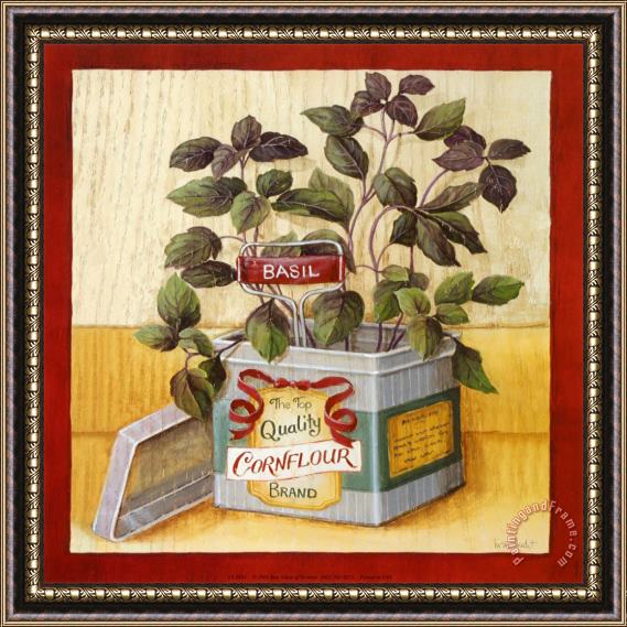 Lisa Audit Kitchen Herbs Basil Framed Painting