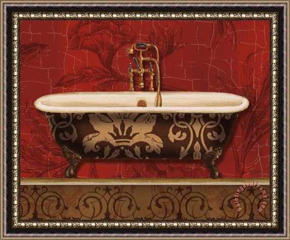 Lisa Audit Royal Red Bath I Framed Painting