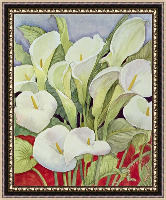 Llian Delevoryas Arum Lillies Framed Painting