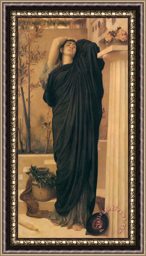 Lord Frederick Leighton Electra at The Tomb of Agamemnon Framed Painting