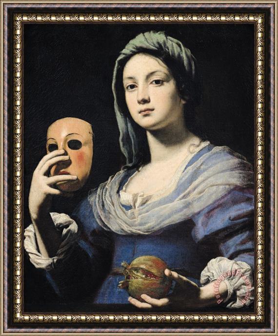 Lorenzo Lippi Woman with a Mask Framed Painting