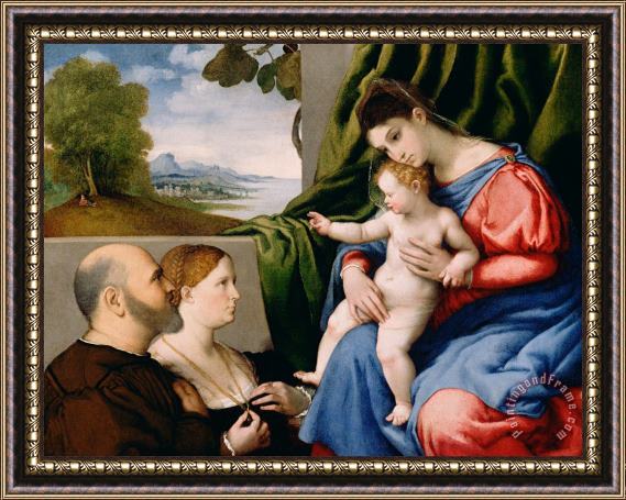 Lorenzo Lotto Madonna And Child With Two Donors Framed Print
