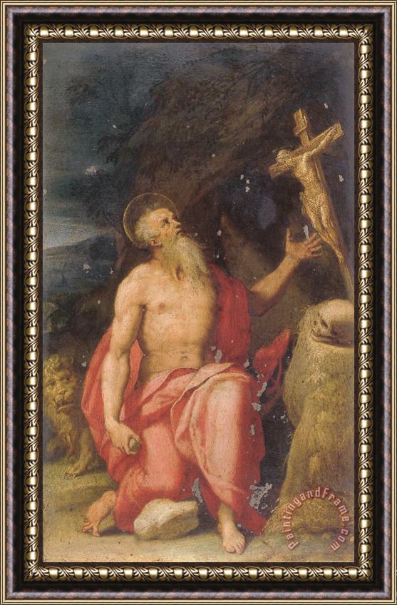 Lorenzo Sabatini Saint Jerome in The Wilderness Framed Painting