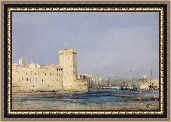 Louis Eugene Gabriel Isabey Marine Fortress Framed Painting