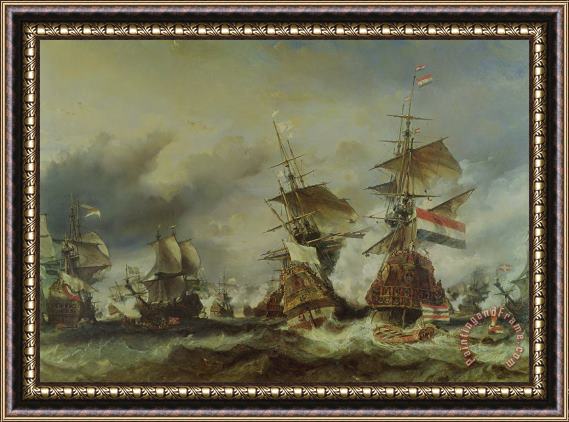 Louis Eugene Gabriel Isabey The Battle of Texel Framed Painting