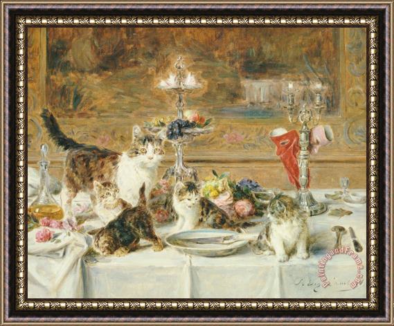 Louis Eugene Lambert After Dinner Guests Framed Painting