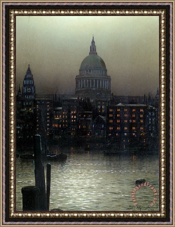 Louis H. Grimshaw St. Paul's Cathedral From Bankside Framed Painting