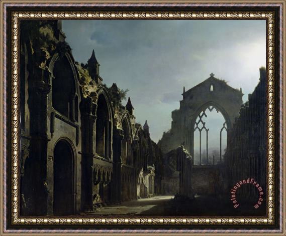 Louis Jacques Mande Daguerre Ruins of Holyrood Chapel Framed Painting