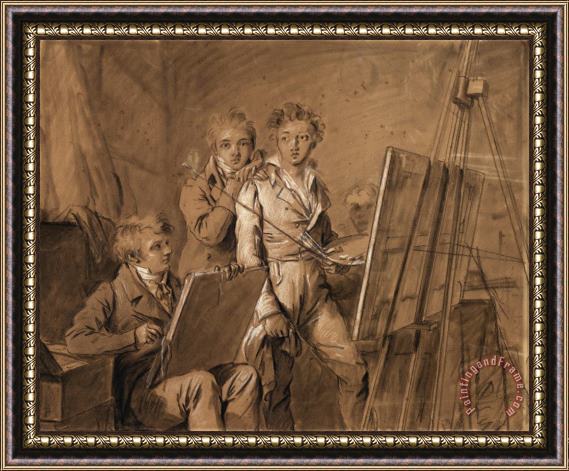 Louis Leopold Boilly Three Young Artists in a Studio Framed Print