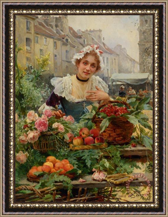 Louis Marie De Schryver The Flower Seller Framed Print